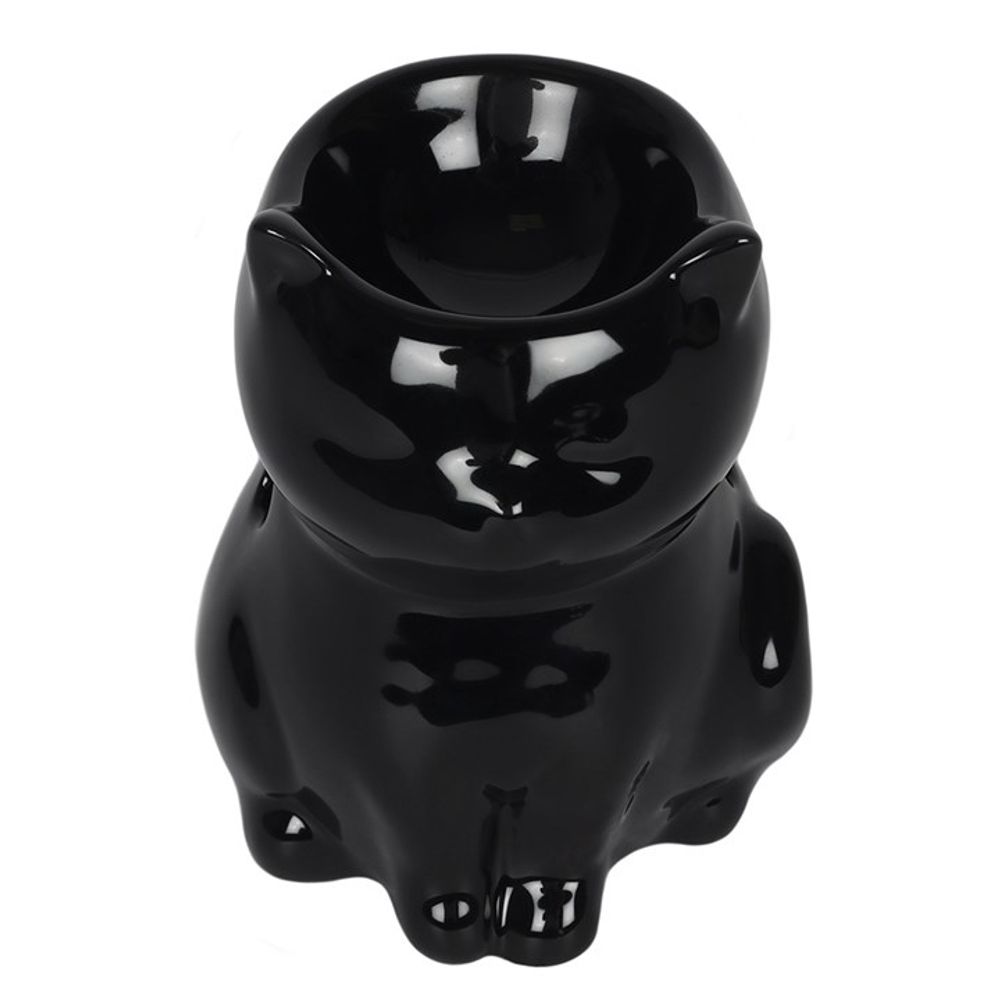 Black Cat Shaped Glossy Ceramic Oil Burner