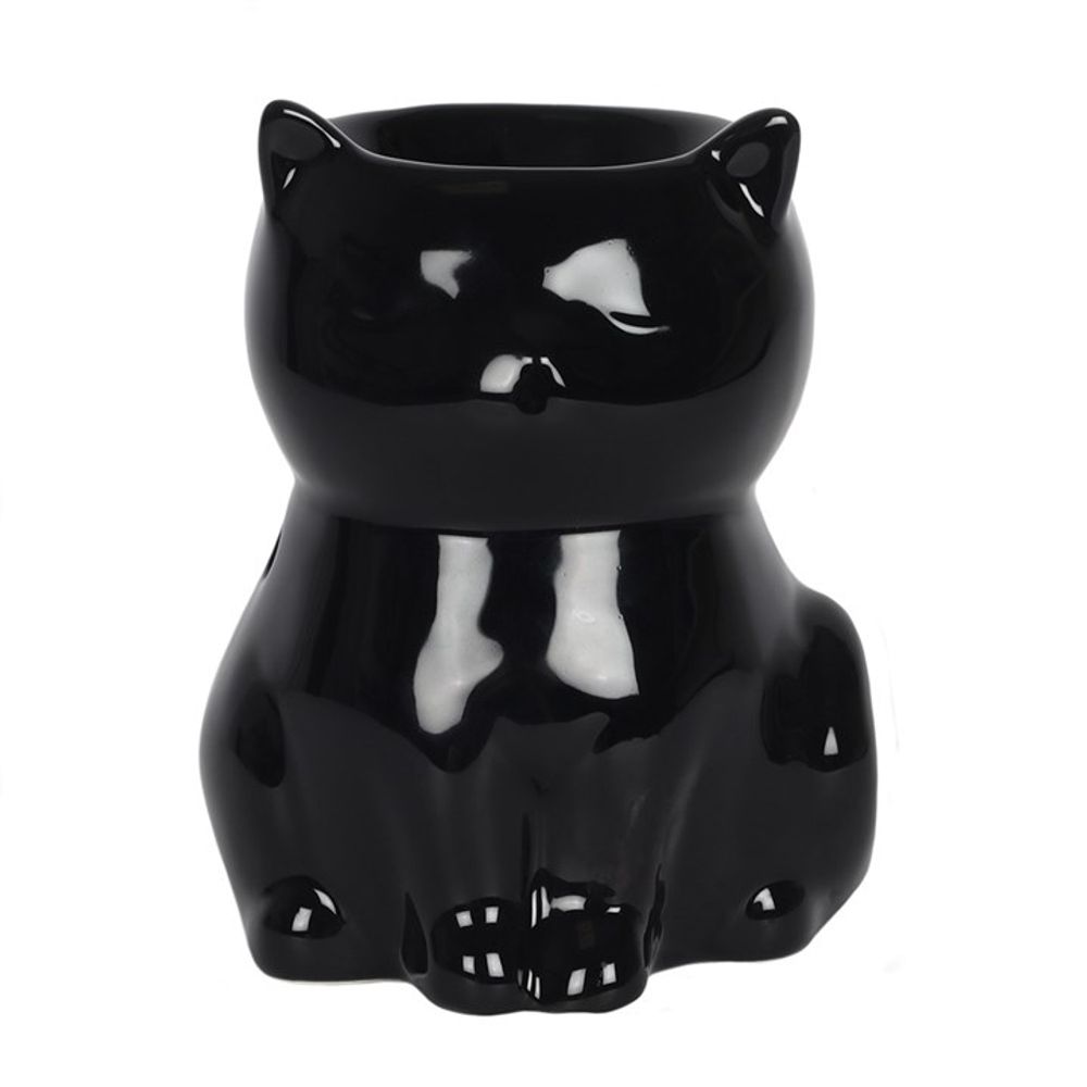 Black Cat Shaped Glossy Ceramic Oil Burner