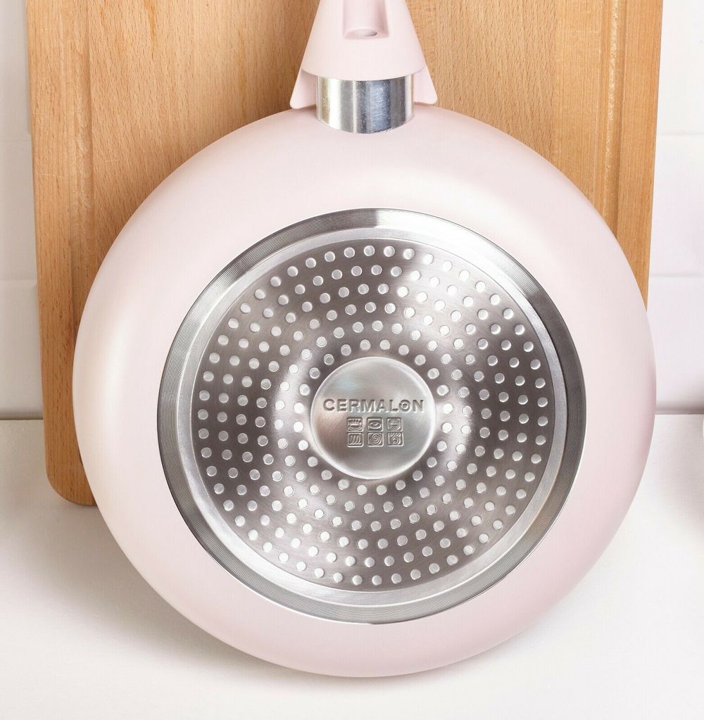 Cermalon 5-Piece Ceramic Non-Stick Pots Pan Set - Blush Pink Sparkle