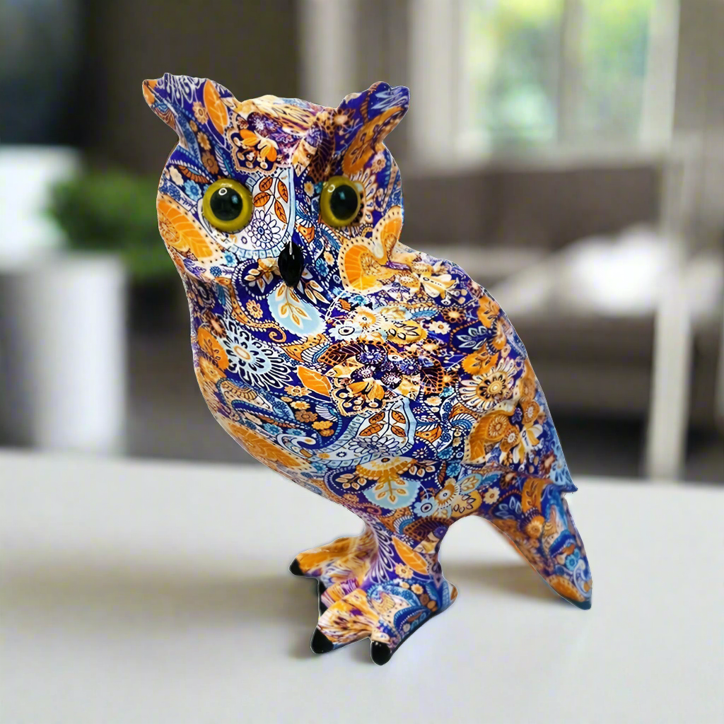 Colourful Owl Figurines Decorative Graffiti Animal Ornaments