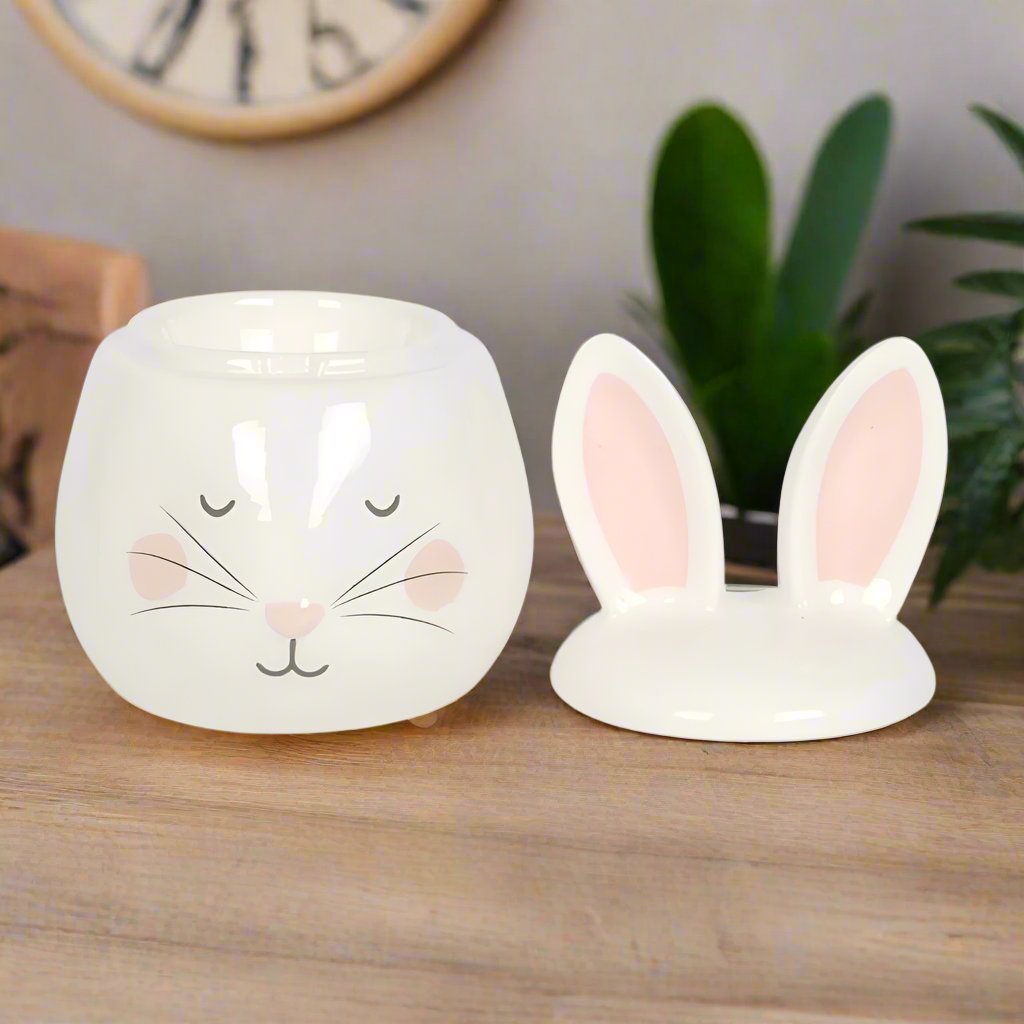 Cute White Bunny Face Ceramic Oil Burner