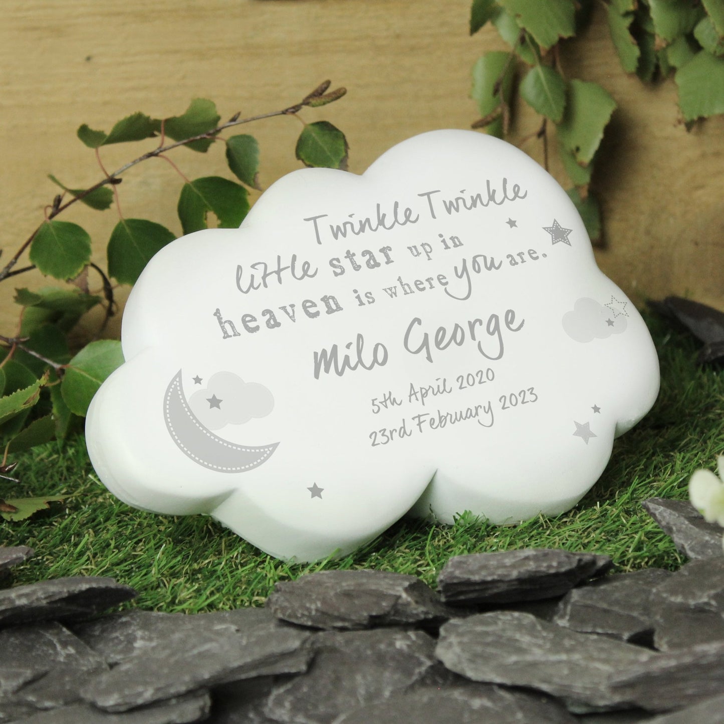 Personalised Kids Memorial Cloud Graveside Plaque - Twinkle Twinkle Little Star