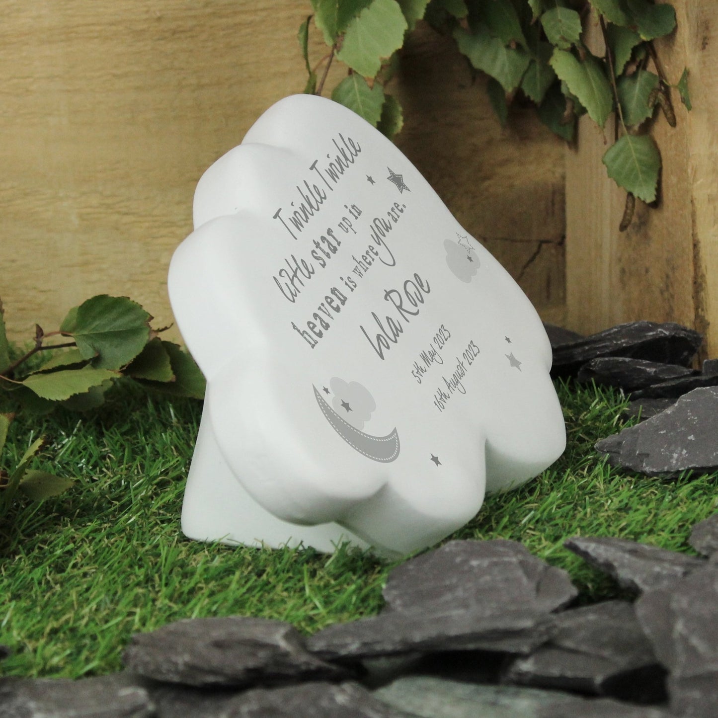 Personalised Kids Memorial Cloud Graveside Plaque - Twinkle Twinkle Little Star