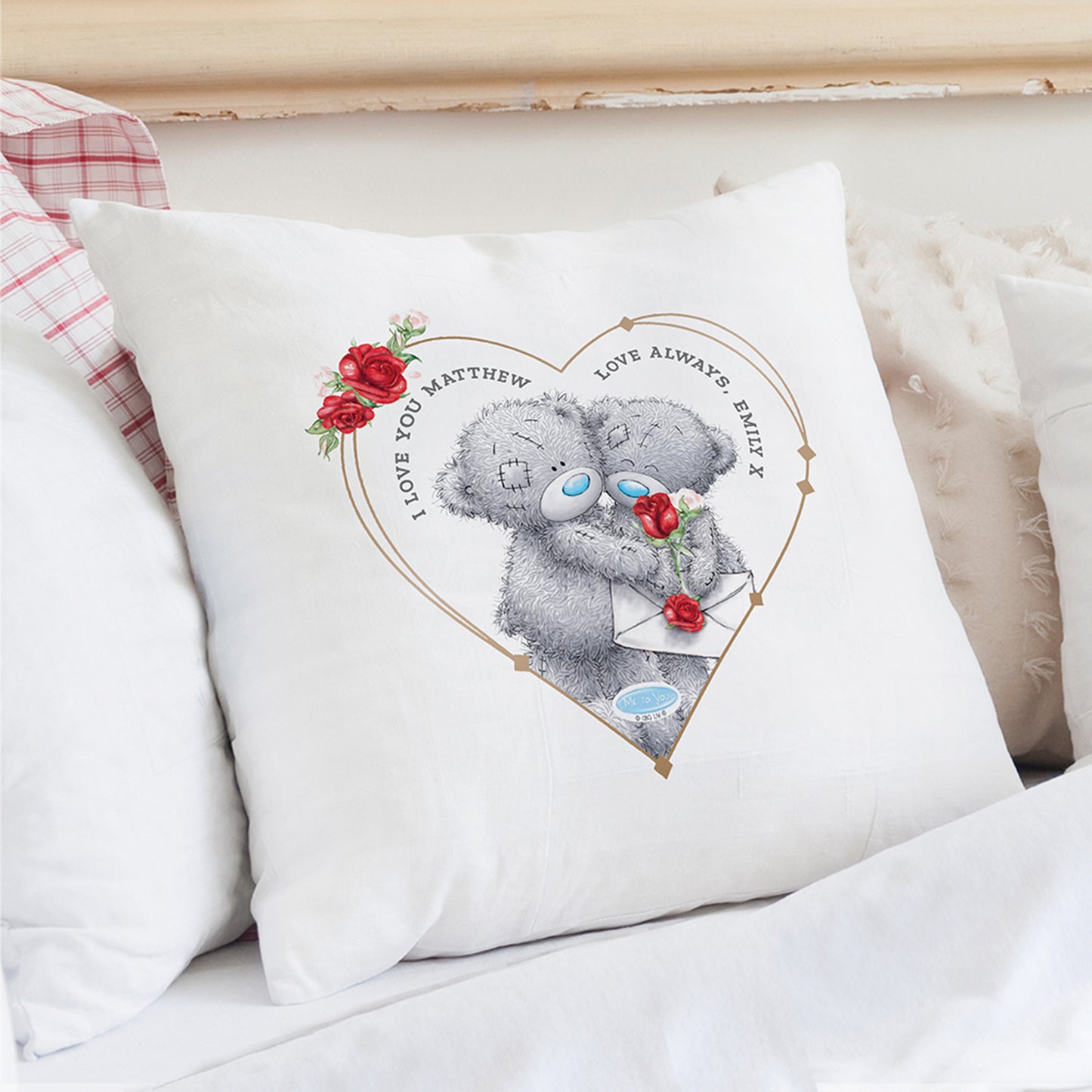 Personalised Me to You Love Heart Valentine Cushion