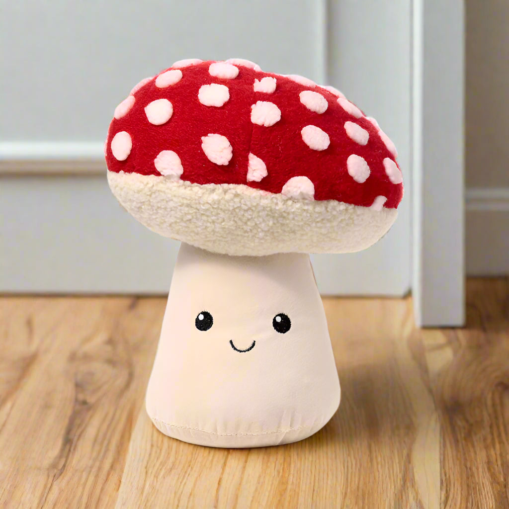 Plush Mushroom Toadstool Door Stop Weighted Fabric Stopper