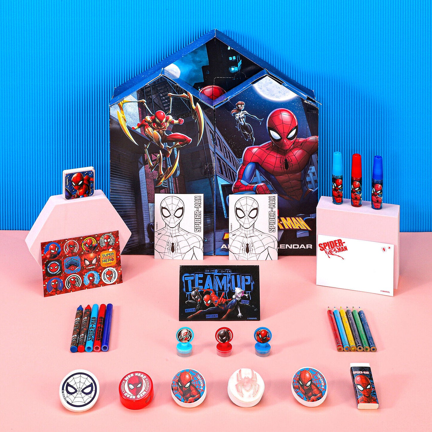 Spiderman Team Up Christmas Advent Calendar Art & Craft Stationery Set