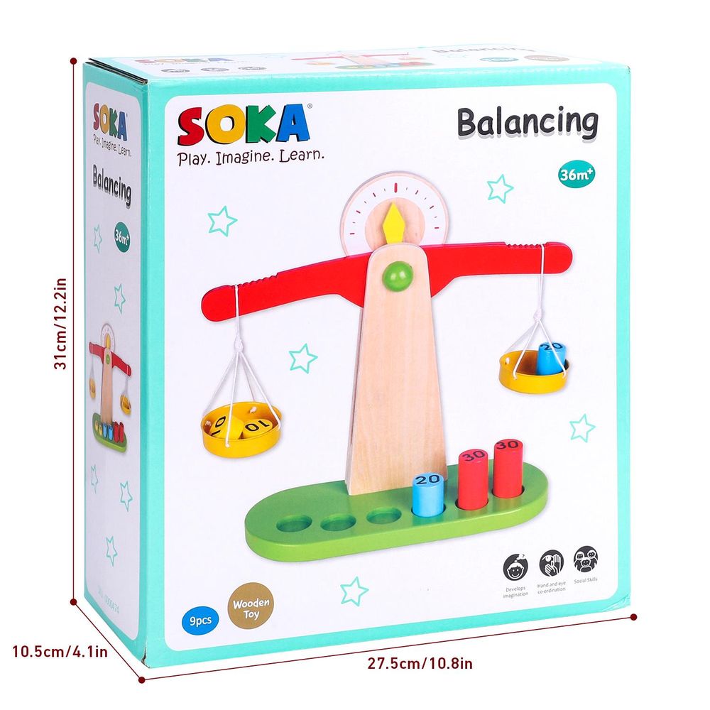 Wooden Balancing Weighing Scale Toy - Learn Math Counting Game