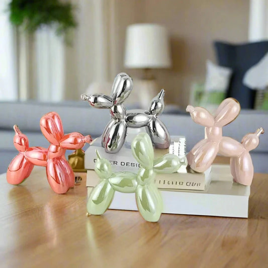 11cm Shiny Balloon Dog Figurines Animal Ornaments Shelf Statue