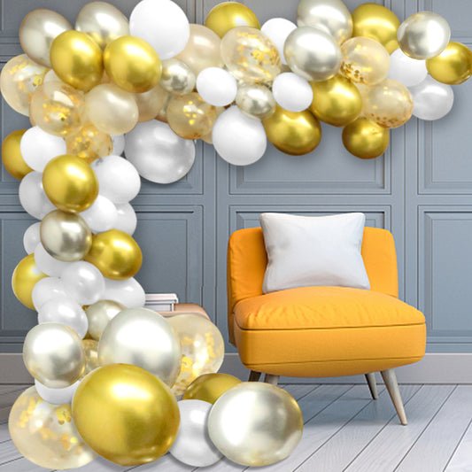120Pcs DIY Party Balloons Arch Garland Kit – Gold White Silver