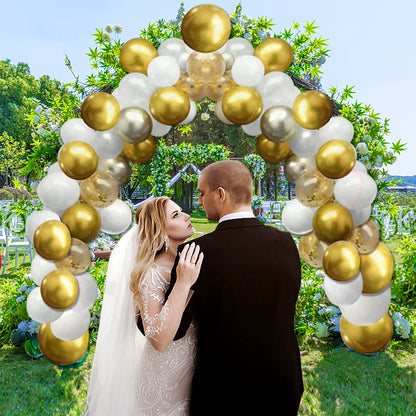 120Pcs DIY Party Balloons Arch Garland Kit – Gold White Silver