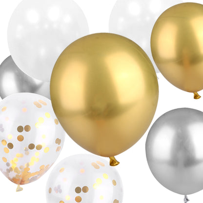 120Pcs DIY Party Balloons Arch Garland Kit – Gold White Silver