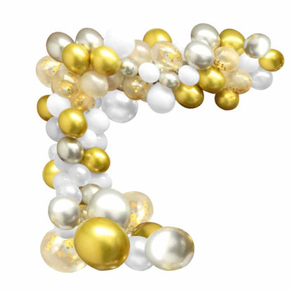 120Pcs DIY Party Balloons Arch Garland Kit – Gold White Silver