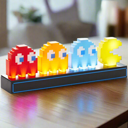 Colourful Pac Man Ghosts LED Retro Gaming Desk Table Lamp - 3 Light Mode