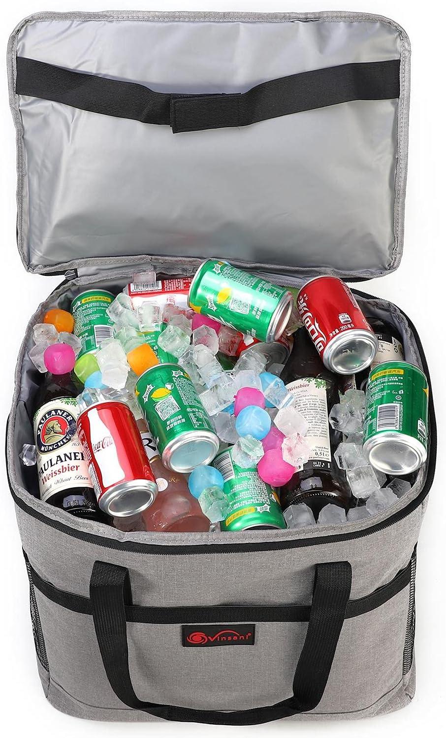 20-40L Grey Insulated Cooler Bag Picnic Food Storage Bag