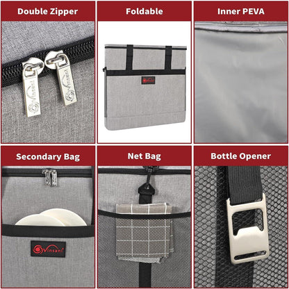 20-40L Grey Insulated Cooler Bag Picnic Food Storage Bag