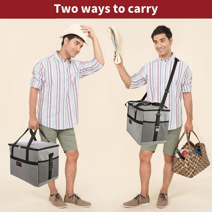 20-40L Grey Insulated Cooler Bag Picnic Food Storage Bag