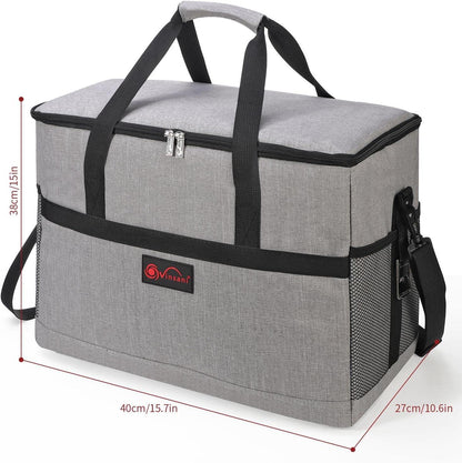 20-40L Grey Insulated Cooler Bag Picnic Food Storage Bag