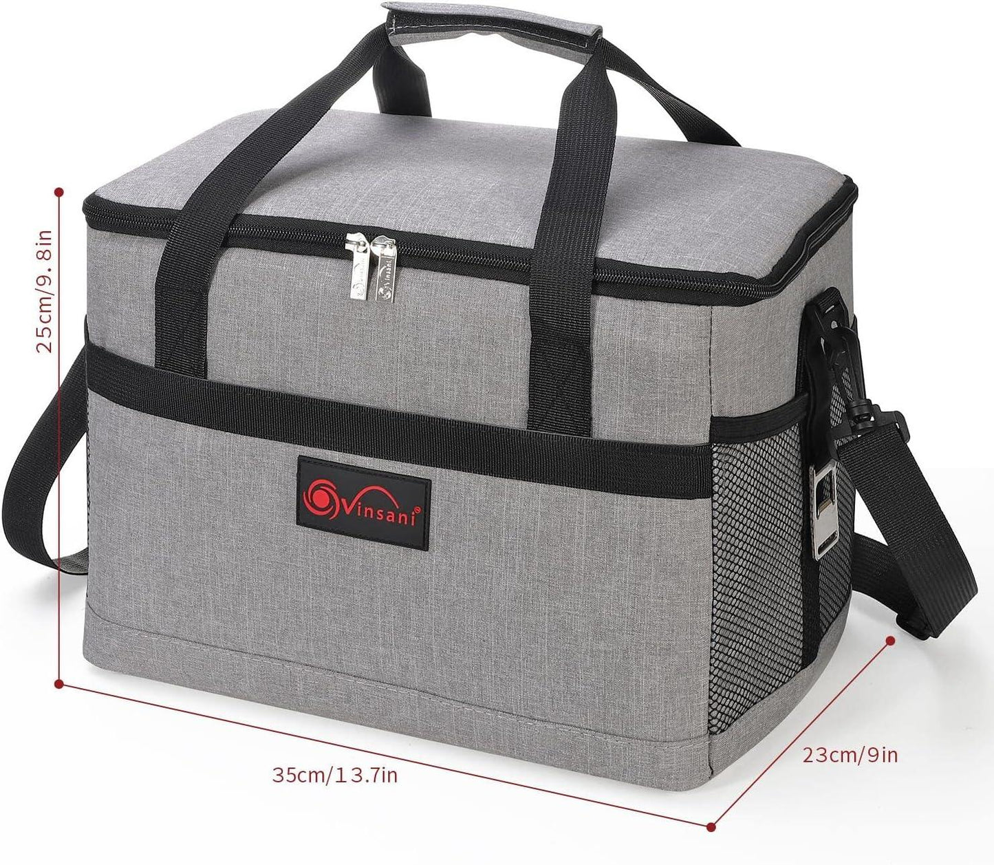 20-40L Grey Insulated Cooler Bag Picnic Food Storage Bag