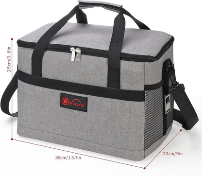 20-40L Grey Insulated Cooler Bag Picnic Food Storage Bag