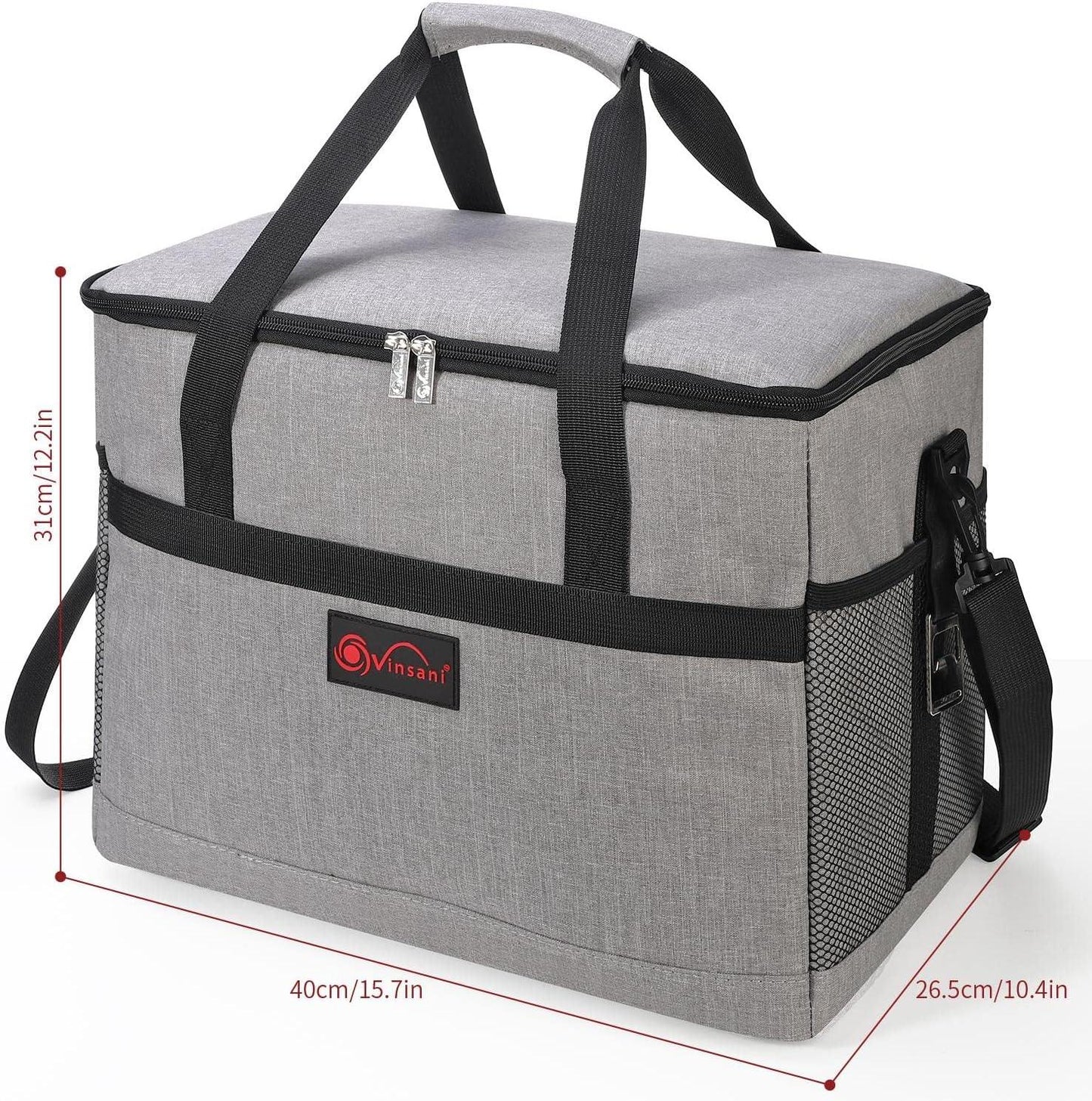 20-40L Grey Insulated Cooler Bag Picnic Food Storage Bag