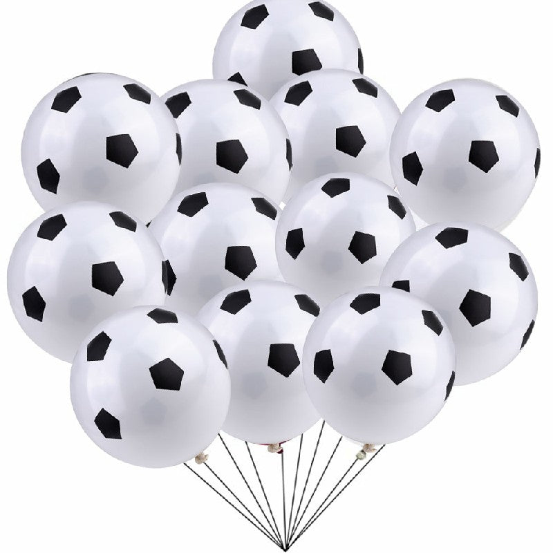 25pcs Black and White Football Soccer Printed Latex Balloons