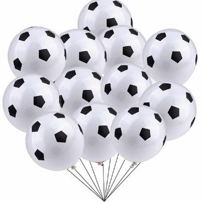 25pcs Black and White Football Soccer Printed Latex Balloons