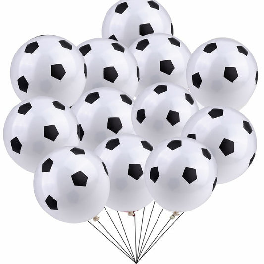 25pcs Black and White Football Soccer Printed Latex Balloons