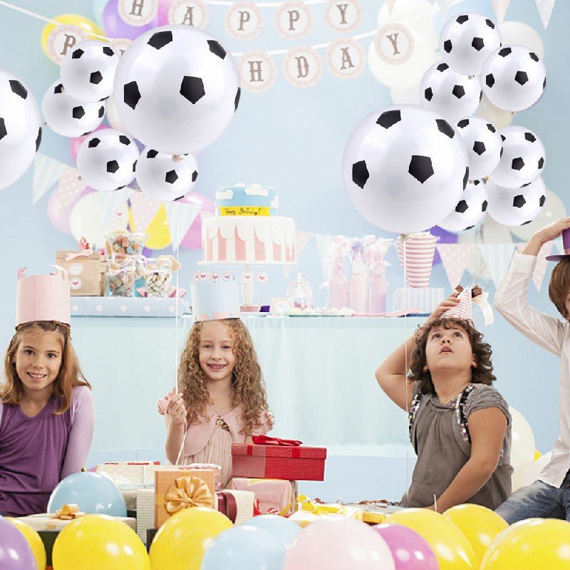 25pcs Black and White Football Soccer Printed Latex Balloons