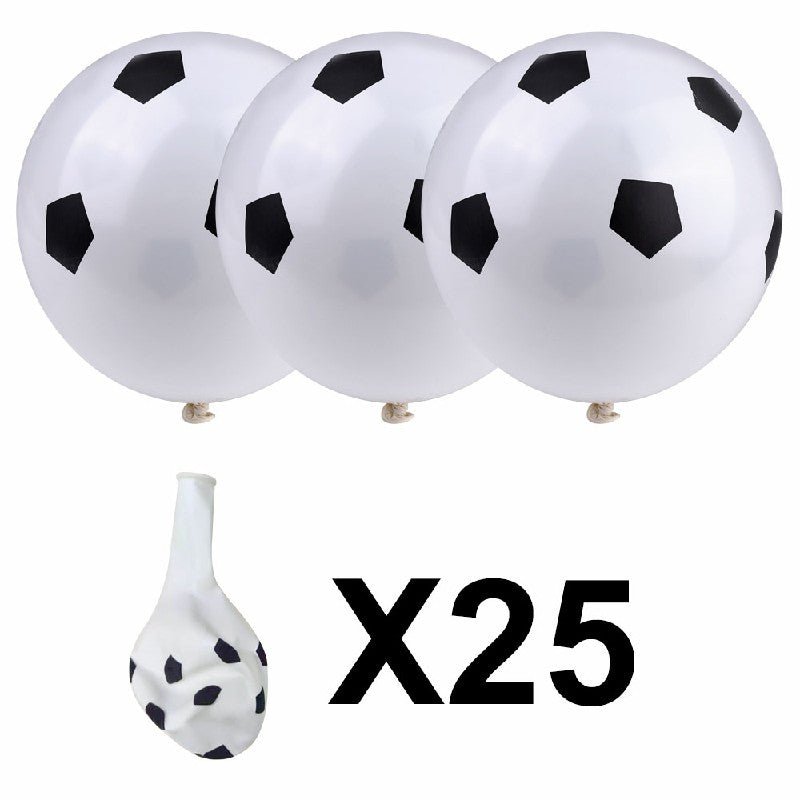 25pcs Black and White Football Soccer Printed Latex Balloons