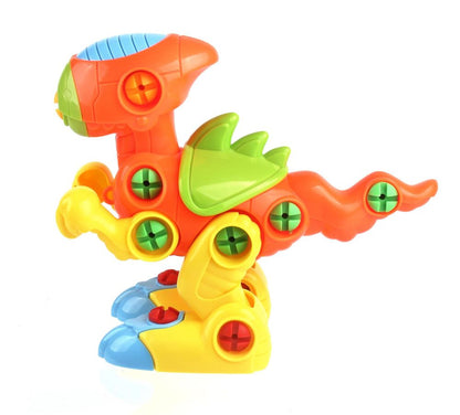 2 in 1 Kids Assemble Your Own Toy Dinosaur Set - Orange & Yellow
