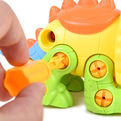 2 in 1 Kids Assemble Your Own Toy Dinosaur Set - Orange & Yellow