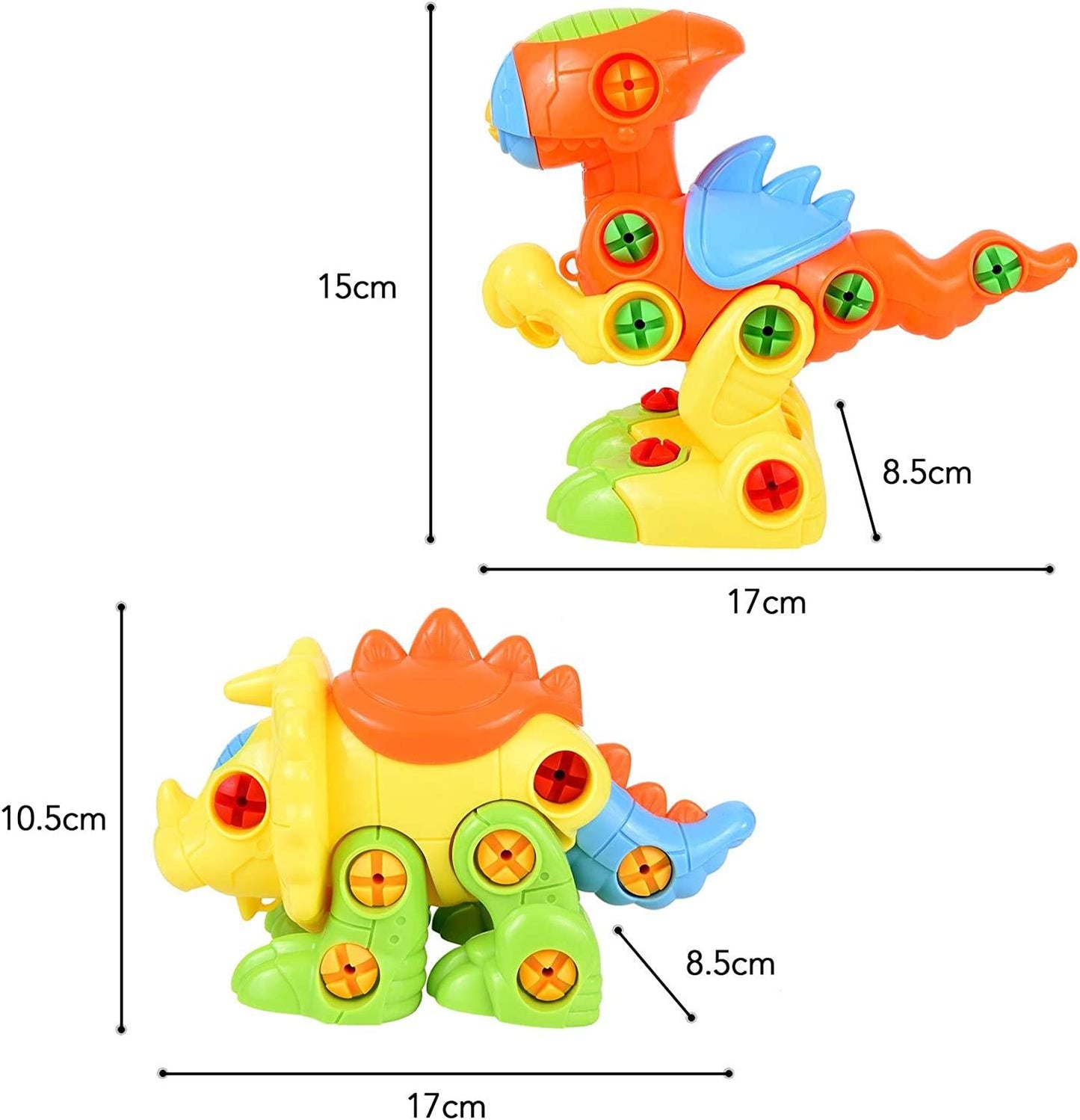 2 in 1 Kids Assemble Your Own Toy Dinosaur Set - Orange & Yellow