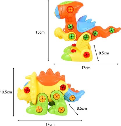 2 in 1 Kids Assemble Your Own Toy Dinosaur Set - Orange & Yellow