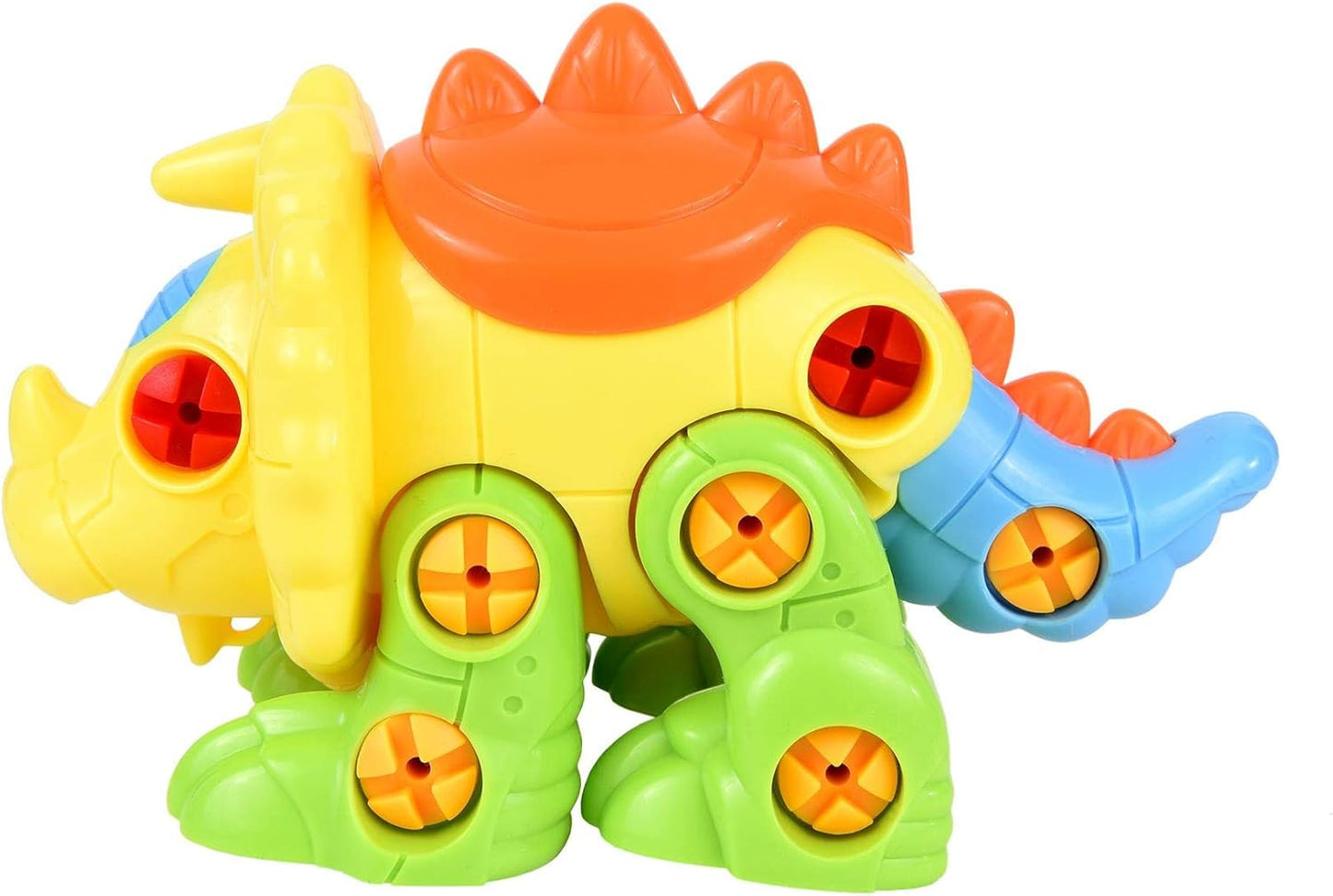 2 in 1 Kids Assemble Your Own Toy Dinosaur Set - Orange & Yellow