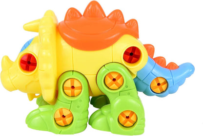 2 in 1 Kids Assemble Your Own Toy Dinosaur Set - Orange & Yellow