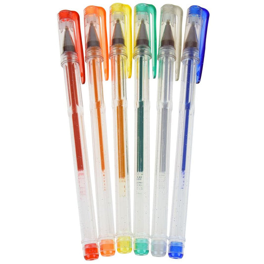 3 Sets x 6 Pack of Glitter Rollerball Tip Gel Pens School Stationary