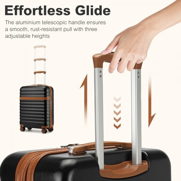 3pc Travel Set 20" ABS Hard Shell Suitcase with Backpack & Pouch - Black & Brown