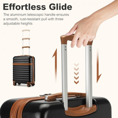 3pc Travel Set 20" ABS Hard Shell Suitcase with Backpack & Pouch - Black & Brown