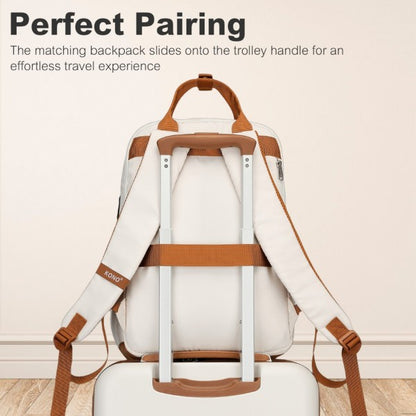 3pc Travel Set 20" ABS Hard Shell Suitcase with Backpack & Pouch - Cream & Brown