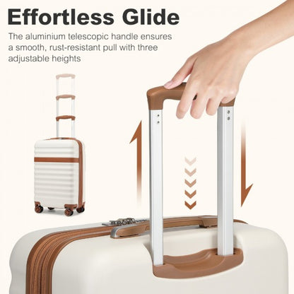 3pc Travel Set 20" ABS Hard Shell Suitcase with Backpack & Pouch - Cream & Brown