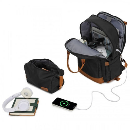 3pc Travel Set 20" ABS Hard Shell Suitcase with Backpack & Pouch - Cream & Brown