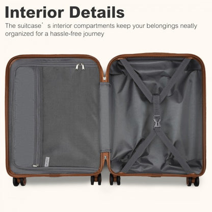 3pc Travel Set 20" ABS Hard Shell Suitcase with Backpack & Pouch - Cream & Brown