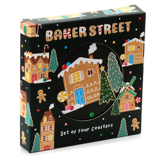 3 x Set of 4 Christmas Baker Street Cork Festive Table Coasters