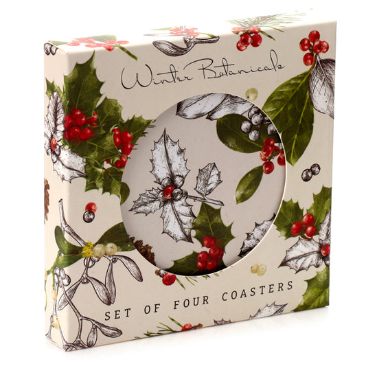 3 x Set of 4 Christmas Winter Botanicals Cork Festive Table Coasters