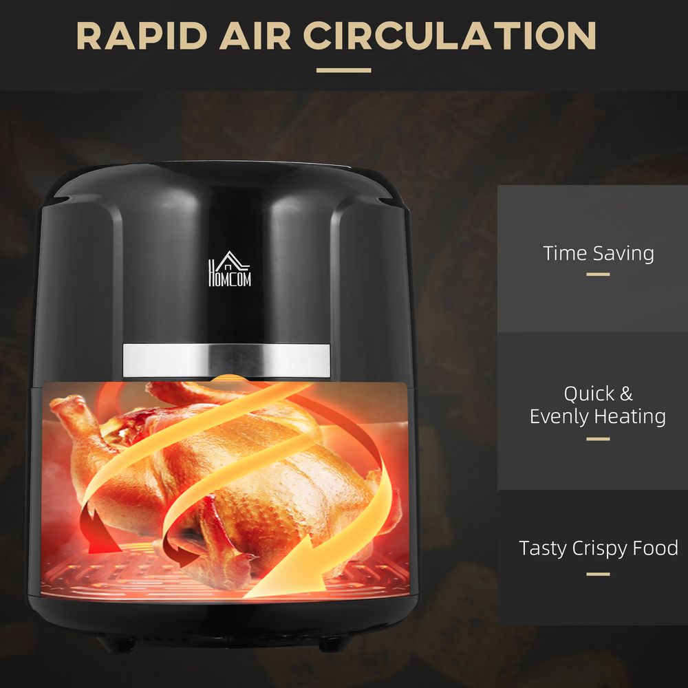 4L Air Fryer Oven with Rapid Air Circulation Timer 1300w - Black