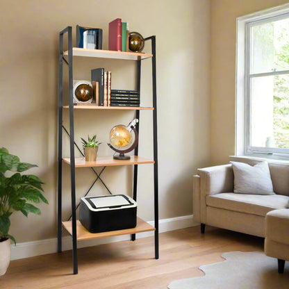 4 Tier Wooden Ladder Storage Display Shelves - Oak Finish