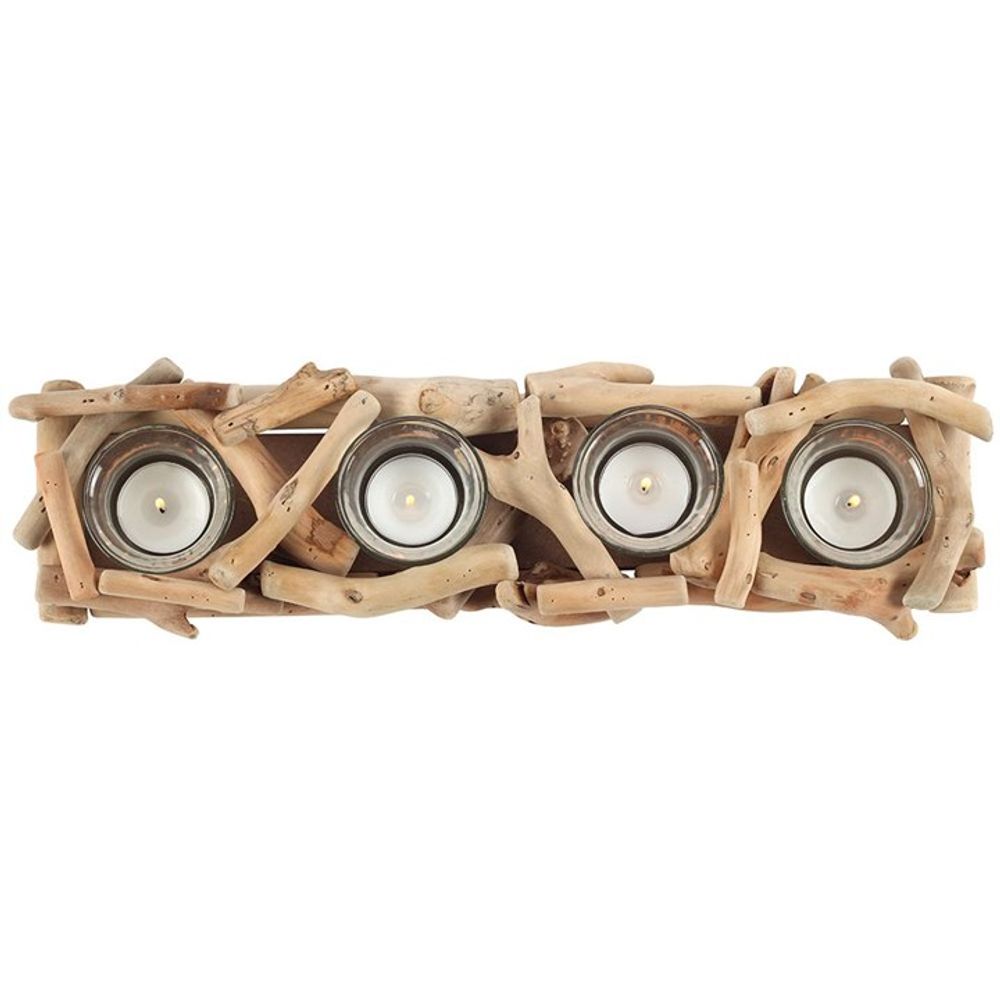 4pc Driftwood Tea Light Candle Holder Seaside Beach Decor