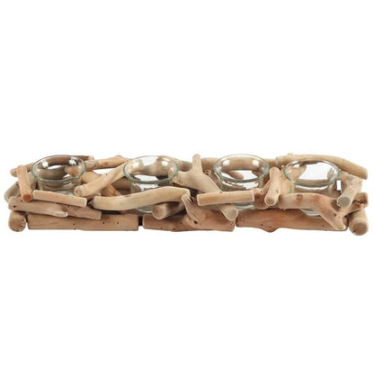 4pc Driftwood Tea Light Candle Holder Seaside Beach Decor