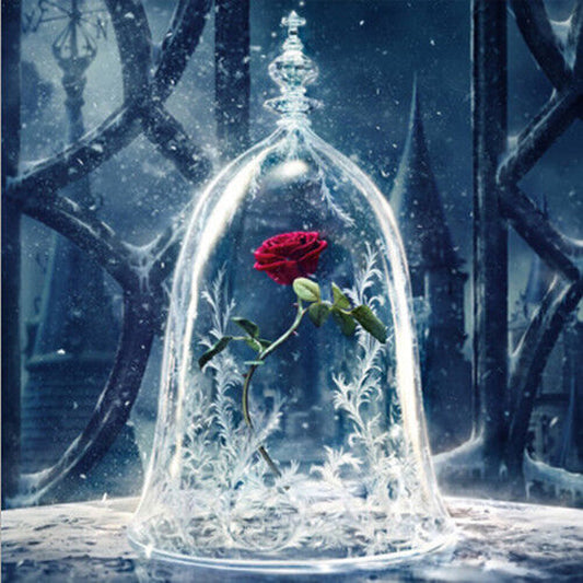 5D Diamond Painting Art Kit Full Drill DIY Craft Kits - Red Rose Beauty and The Beast