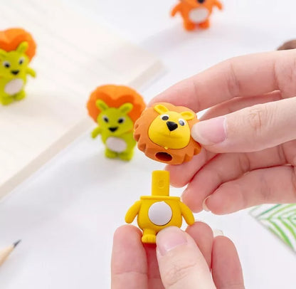 6pc Cute Lion Shape Rubber Erasers Loot Party Bag Filler